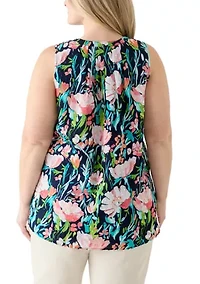 Plus Sleeveless Peasant Top