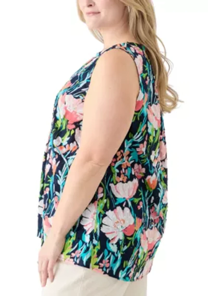 Plus Sleeveless Peasant Top