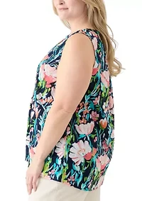 Plus Sleeveless Peasant Top