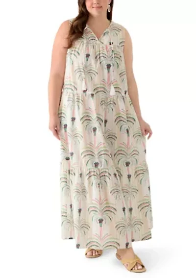Plus Sleeveless Peasant Maxi Dress