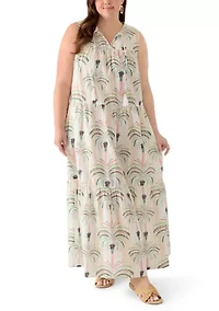 Plus Sleeveless Peasant Maxi Dress