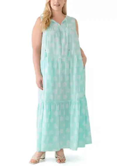 Plus Sleeveless Peasant Maxi Dress
