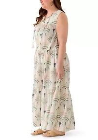 Plus Sleeveless Peasant Maxi Dress