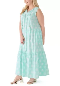 Plus Sleeveless Peasant Maxi Dress