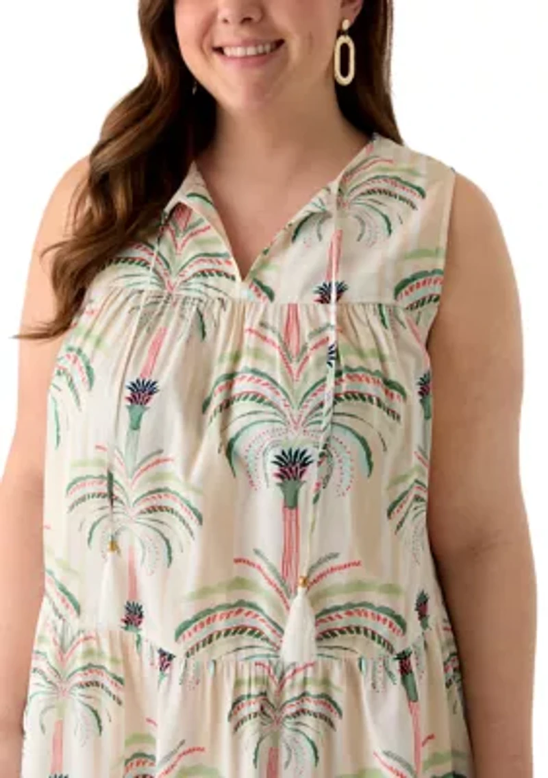 Plus Sleeveless Peasant Maxi Dress