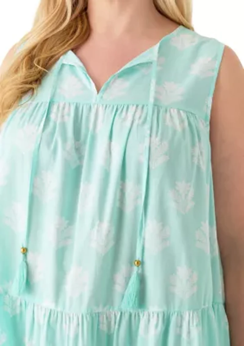 Plus Sleeveless Peasant Maxi Dress