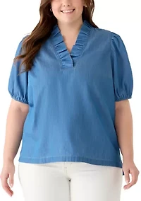 Plus Ruffle Neck Top