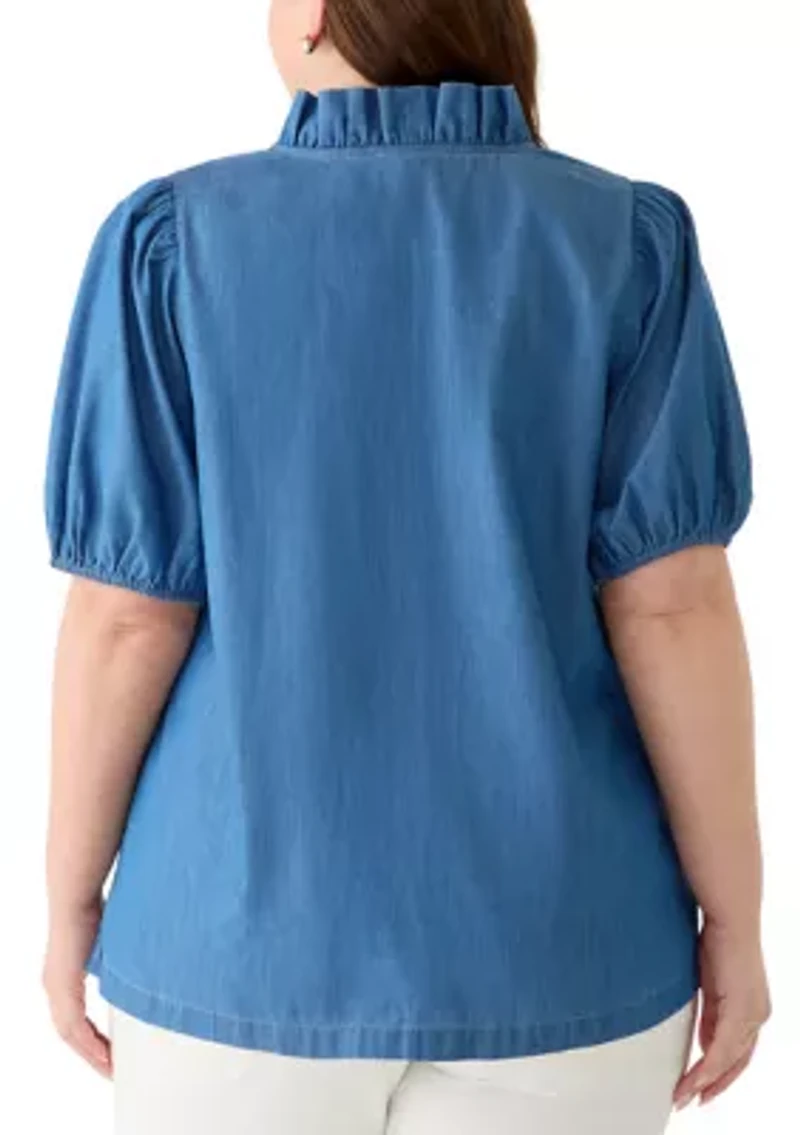 Plus Ruffle Neck Top