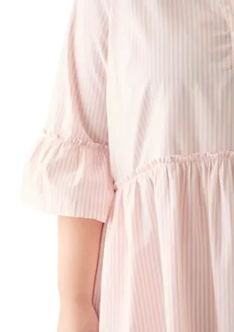 Plus Three-Quarter Sleeve Flounce Tiered Dress