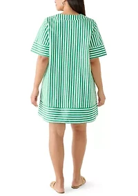 Plus V-Neck Print Straight Dress