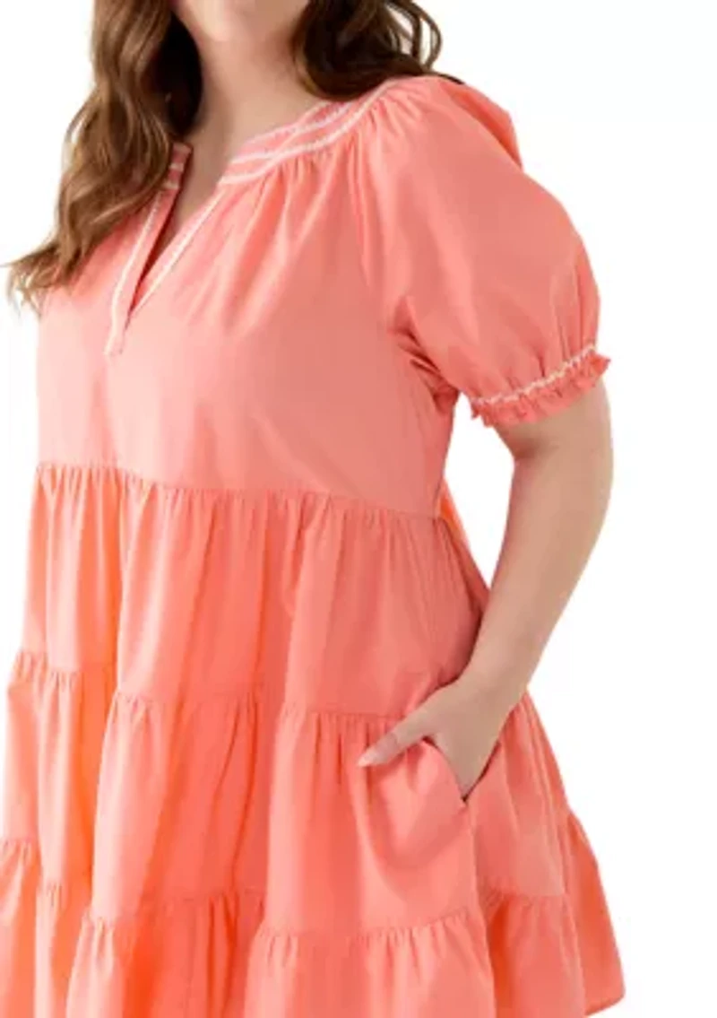 Plus Peasant Mini Dress