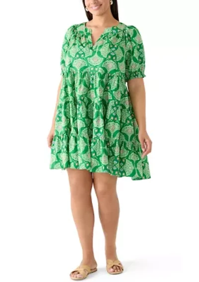 Plus Print Peasant Dress