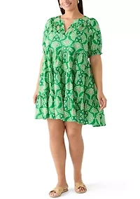 Plus Print Peasant Dress