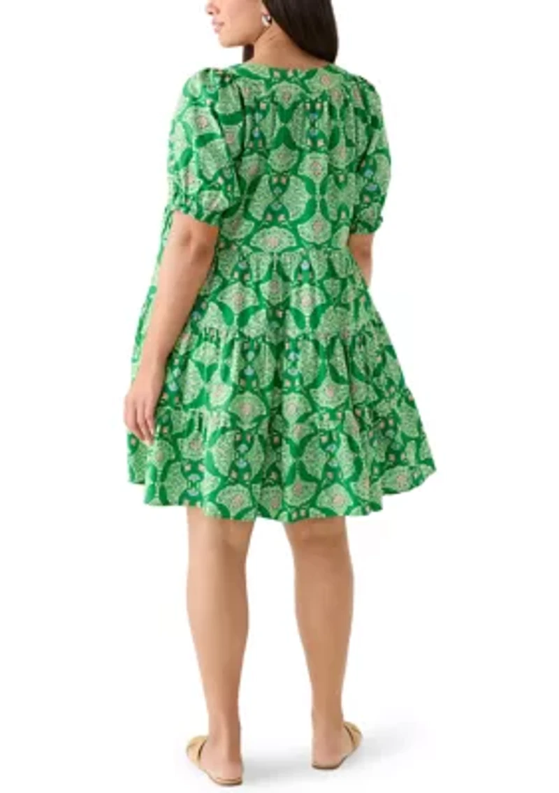 Plus Print Peasant Dress