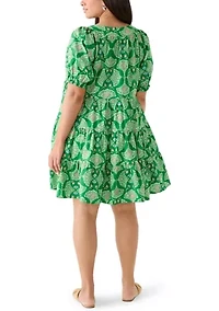 Plus Print Peasant Dress