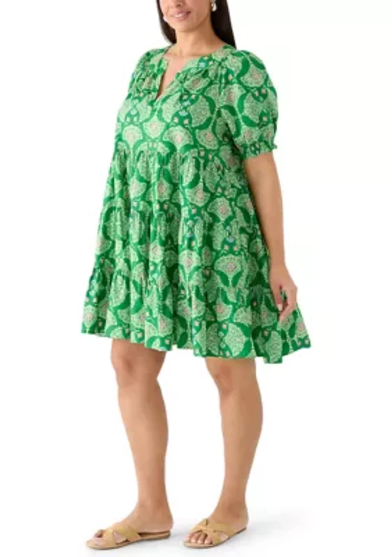 Plus Print Peasant Dress