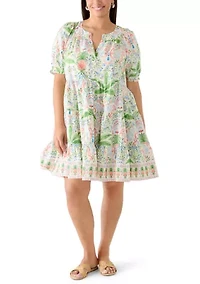 Plus Print Peasant Dress