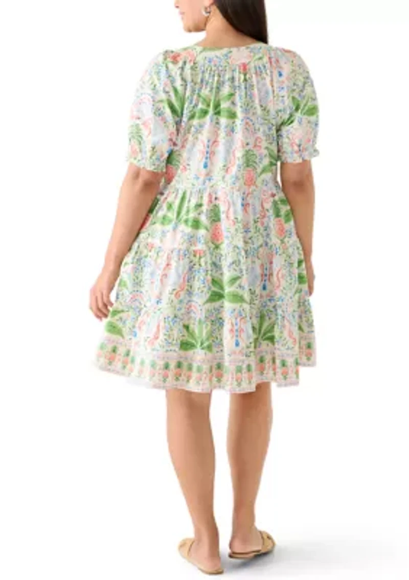 Plus Print Peasant Dress