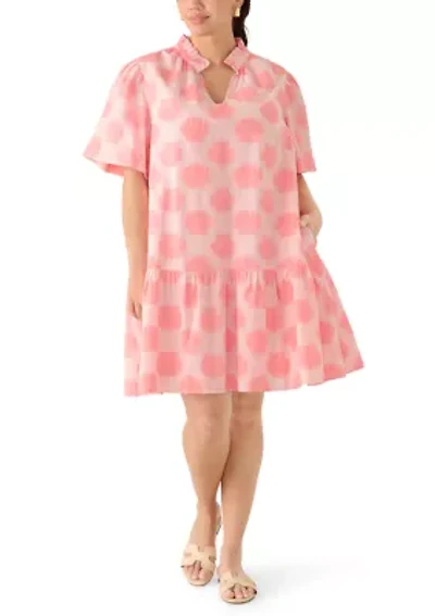 Plus Sleeveless Notch Neck Printed Mini Dress