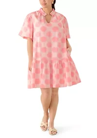 Plus Sleeveless Notch Neck Printed Mini Dress
