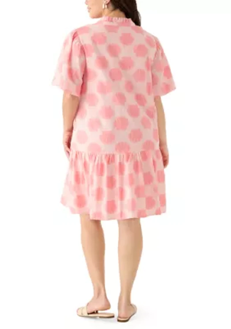 Plus Sleeveless Notch Neck Printed Mini Dress