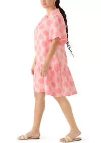Plus Sleeveless Notch Neck Printed Mini Dress