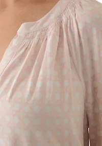 Plus 3/4 Sleeve Printed Peasant Top