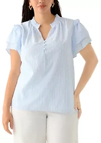 Plus Double Flutter Blouse