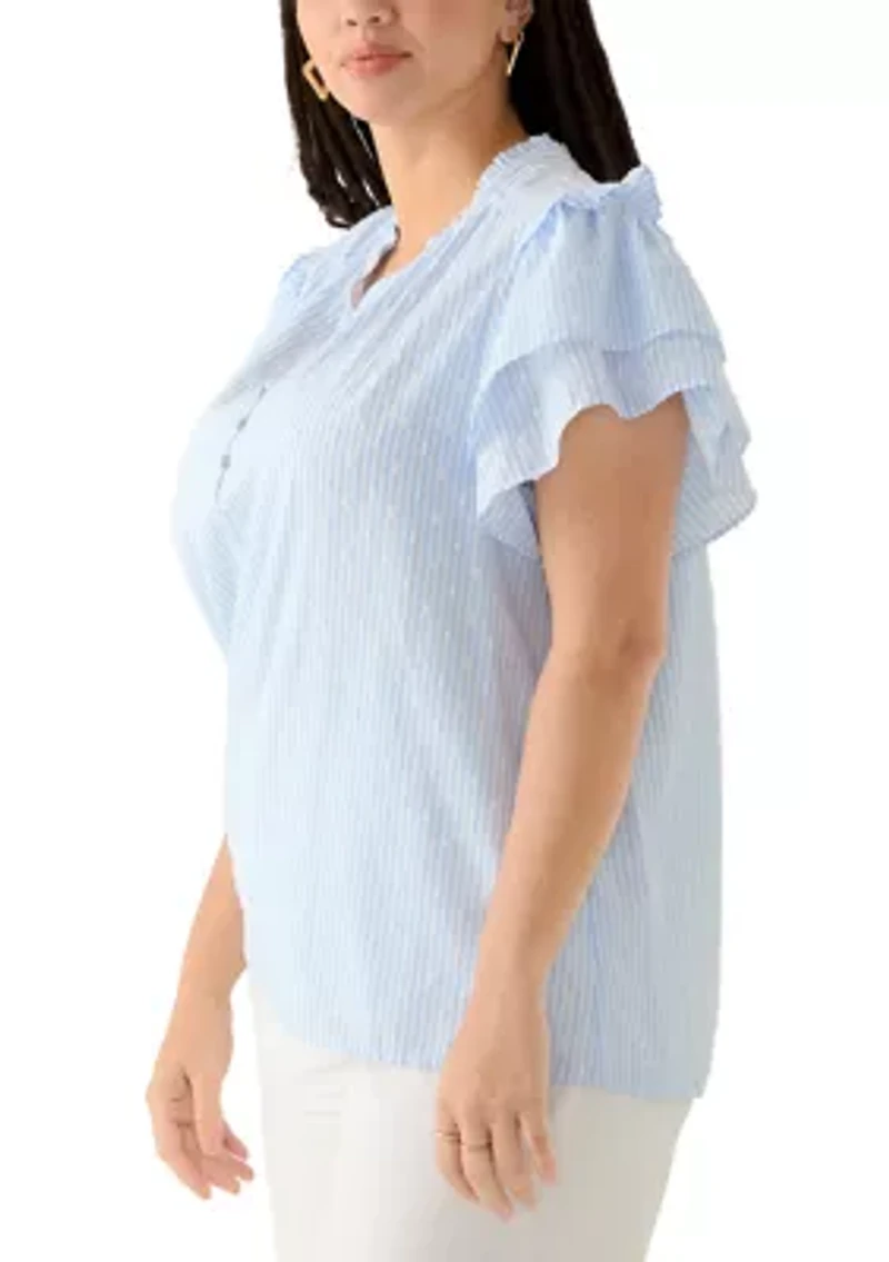 Plus Double Flutter Blouse