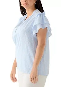 Plus Double Flutter Blouse