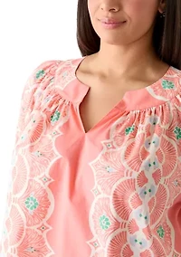 Plus Print Peasant Top