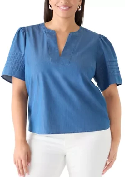 Plus Notch Neck Top