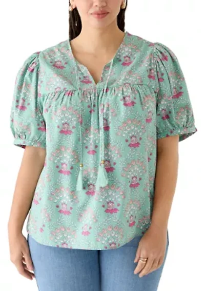 Plus Peasant Shirt with Tassels