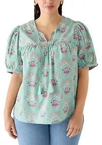 Plus Peasant Shirt with Tassels