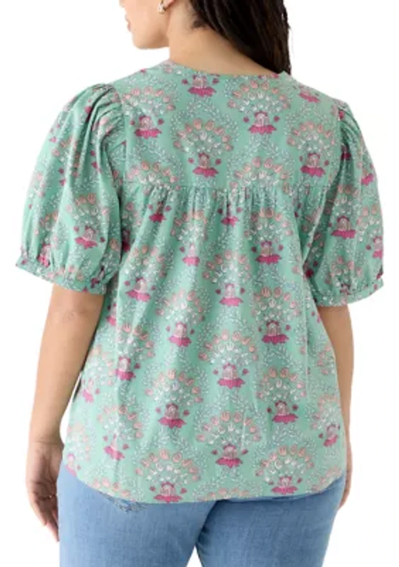 Plus Peasant Shirt with Tassels