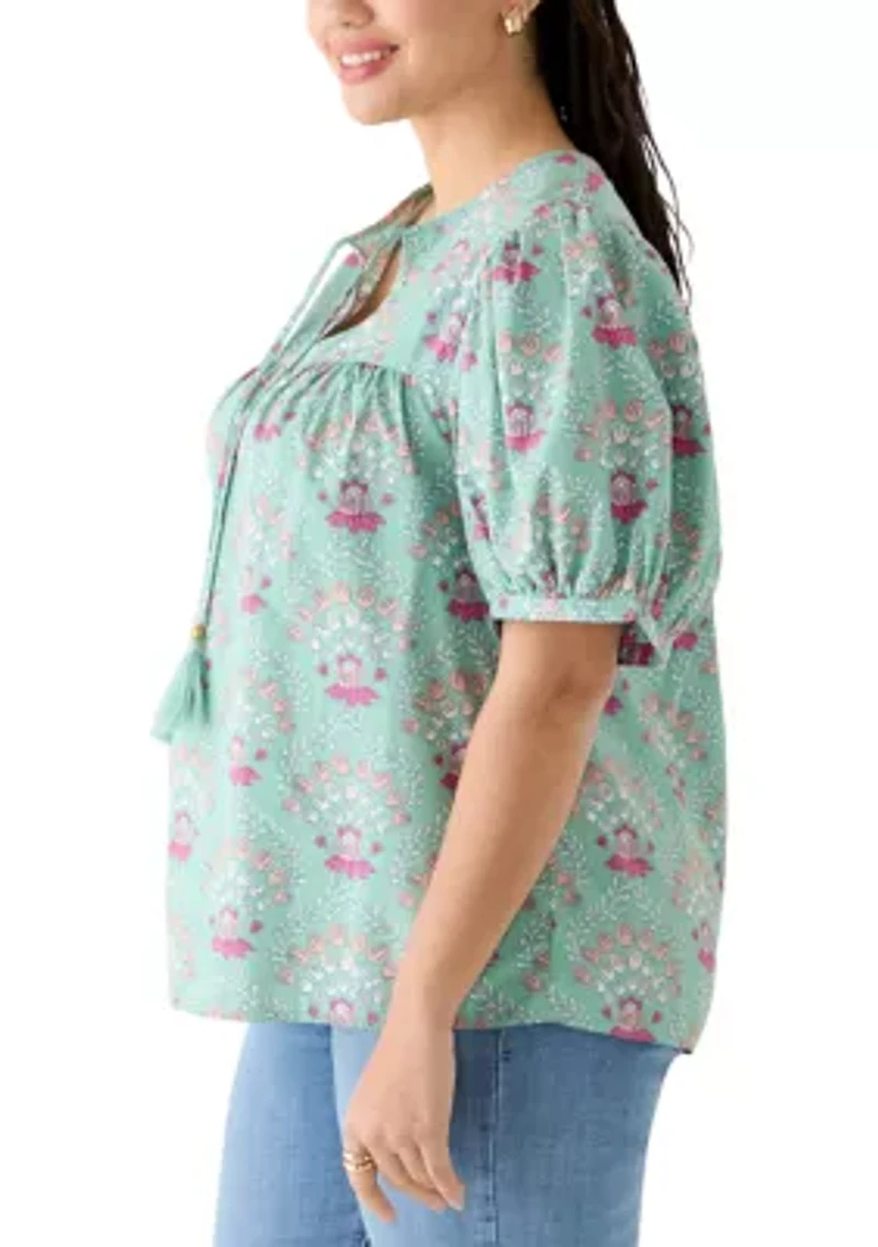 Plus Peasant Shirt with Tassels