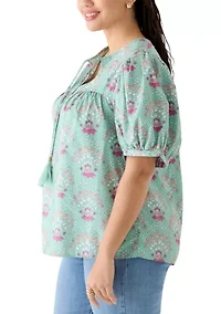 Plus Peasant Shirt with Tassels