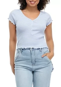 Short Sleeve Frayed Henley Shirt