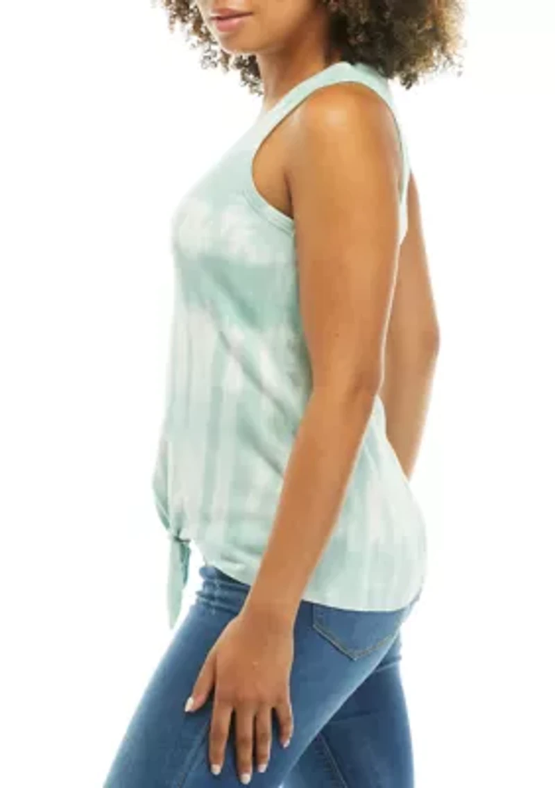 Core Ribbed Tie Front Tank Top