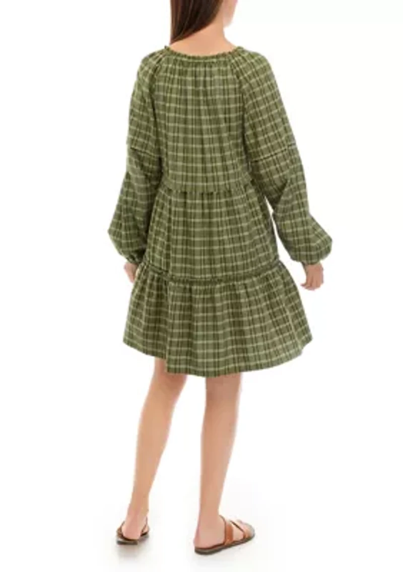 Women's Long Sleeve Tiered Mini Dress
