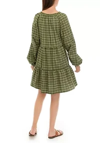 Women's Long Sleeve Tiered Mini Dress