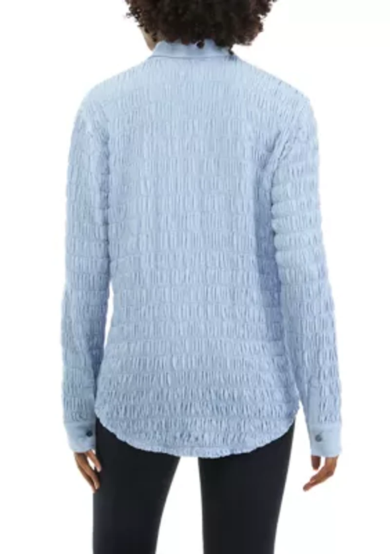 Women's Textured Knit Button Down Shirt