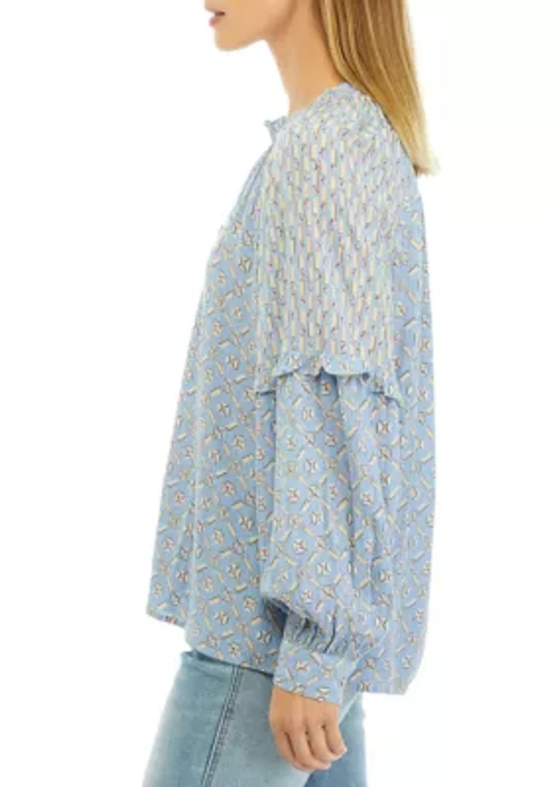 Women's Printed Split Neck Blouse