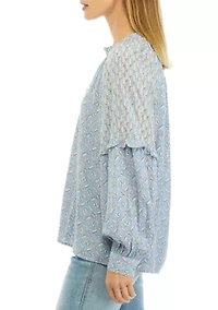 Women's Printed Split Neck Blouse