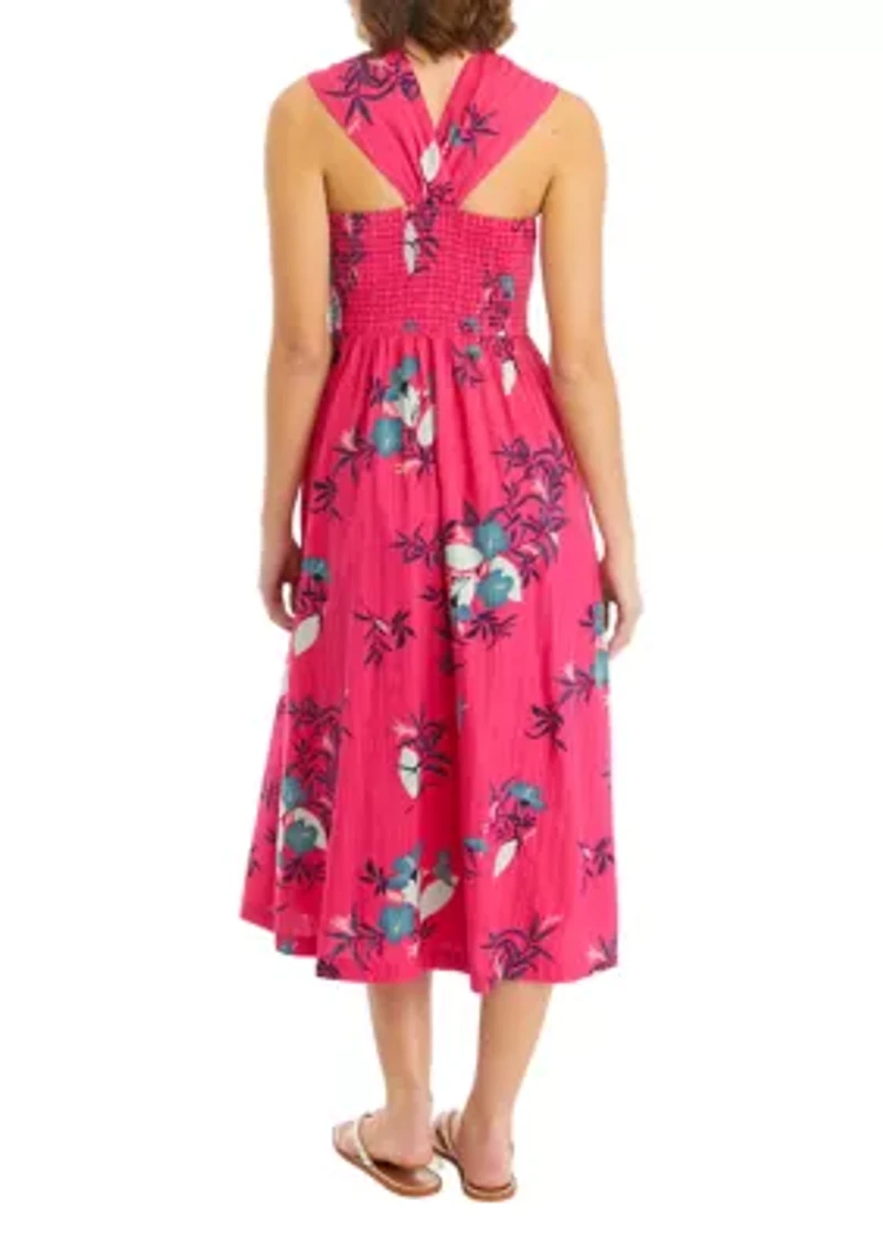 Women's Printed Halter Midi Dress
