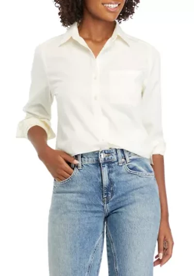 Women's Solid Classic Button Down Shirt