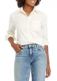 Women's Solid Classic Button Down Shirt