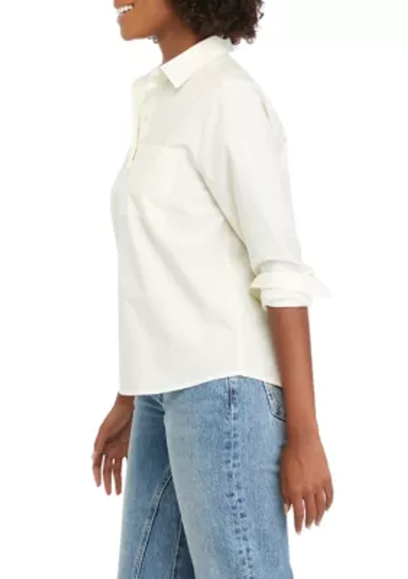 Women's Solid Classic Button Down Shirt