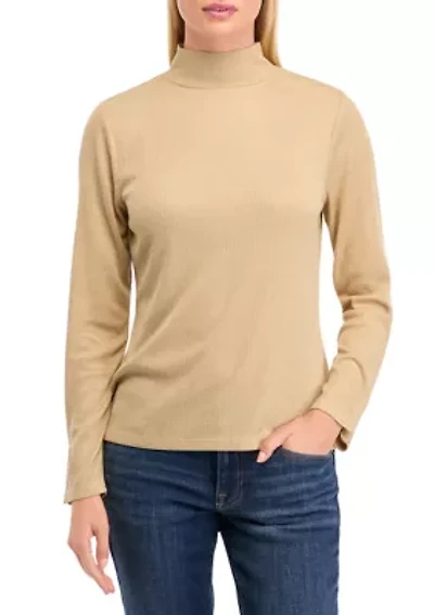 Women's Long Sleeve Ribbed Mock Neck  Sweater
