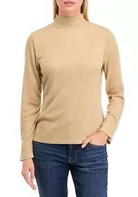 Women's Long Sleeve Ribbed Mock Neck  Sweater